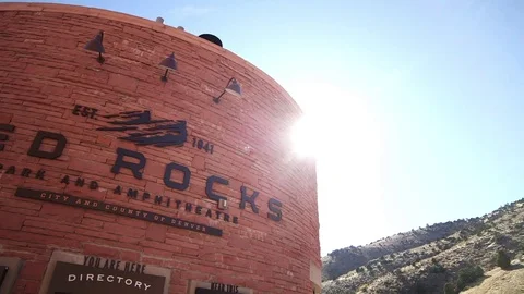 Red Rocks Ampitheatre Sign, Box Office, Museum, Panning Shot Stock Footage 72137363