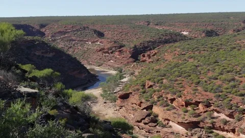 Red rocks of Australian outback Murchison River Stock Footage 70964978