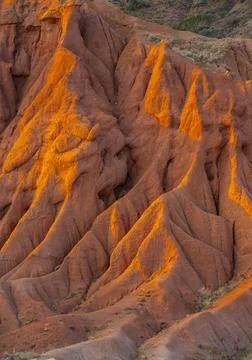 Red rocks, canyon of eroded sandstone formations, red and orange sandstone Foto stock