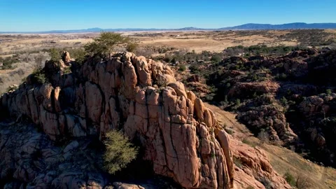 Red rocks near prescott aerial pullout Stock Footage