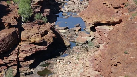 Red rocks over River Basin at Z Bend in Kalbarri NP Stock Footage 70965371