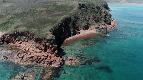 Red rocks on the sea coast Stock Footage 196369191