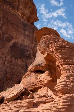 Red Rocky Cliff Stock Photos