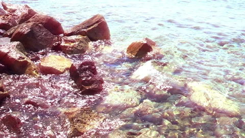 Red rocky seaside Stock Footage 258923002