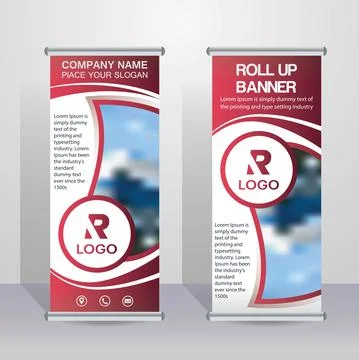 Red Roll up banner Stock Illustration