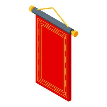 Red roll icon isometric vector. Chinese scroll Illustrazione stock