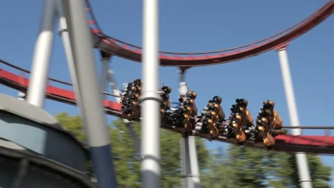 Red Roller coaster  Stock Footage 221359845