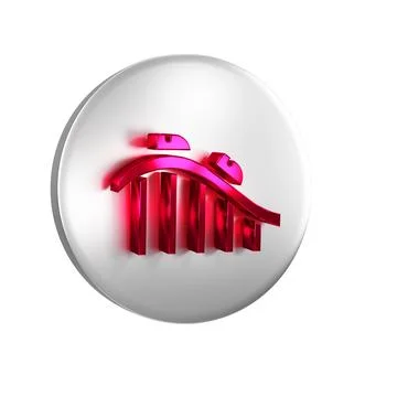 Red Roller coaster icon isolated on transparent background. Amusement park... Illustrazione stock