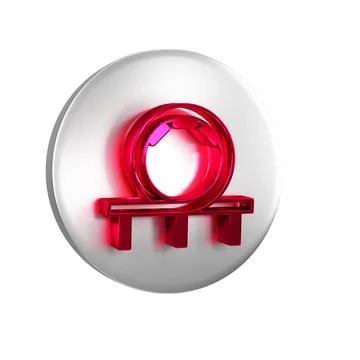 Red Roller coaster icon isolated on transparent background. Amusement park... Illustrazione stock