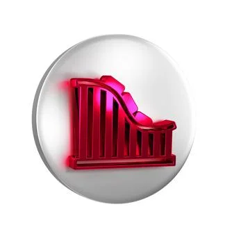 Red Roller coaster icon isolated on transparent background. Amusement park... Stock Illustration
