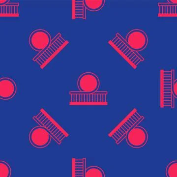 Red Roller coaster icon isolated seamless pattern on blue background. Amuse.. Stock Illustration