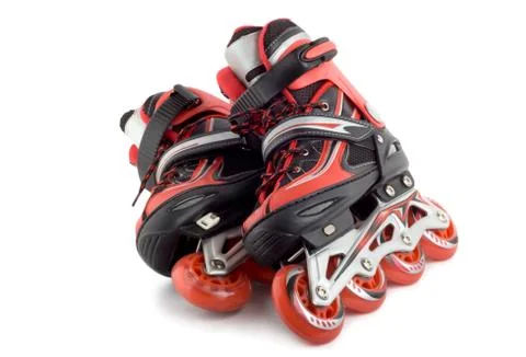 Red roller scates Foto stock