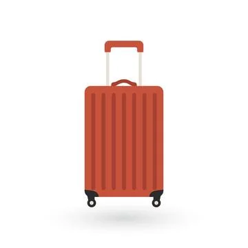 Red rolling suitcase with extended handle Stock Illustration