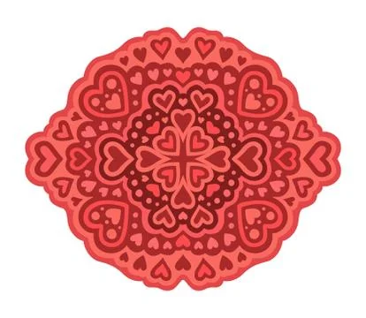 Red romantic pattern with different heart shapes Stock Illustration