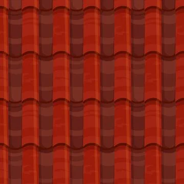 Red roof tile seamless background pattern, rooftop Stock Illustration