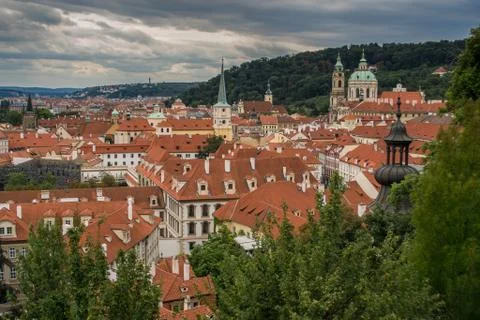 Red roofs, Prague panorama Foto stock