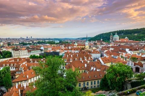 Red roofs in prague Stock Photos
