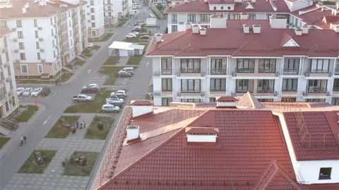Red roofs of a residential complex Stock Footage 134661021
