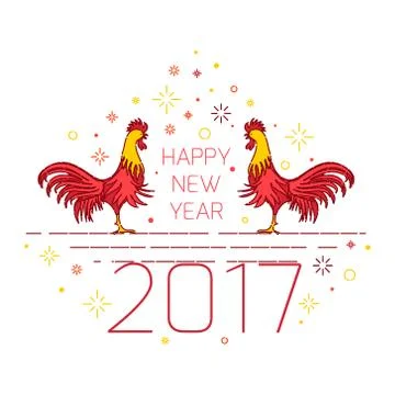 Red rooster card template Stock Illustration