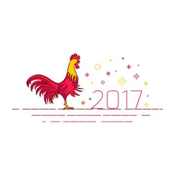 Red rooster card template Stock Illustration