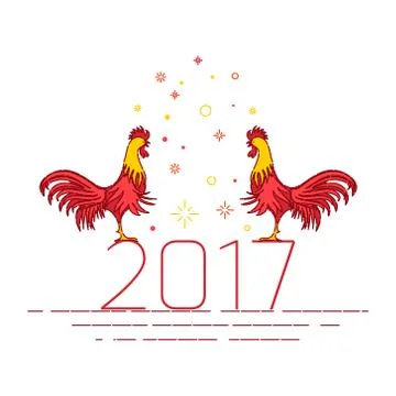 Red rooster card template Stock Illustration