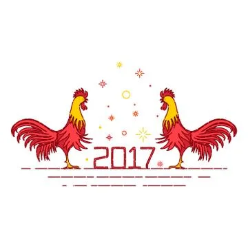 Red rooster card template Stock Illustration