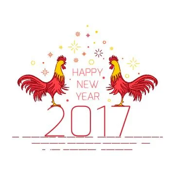 Red rooster card template Stock Illustration