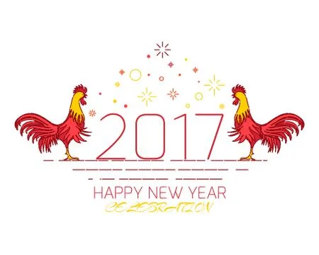 Red rooster card template Stock Illustration