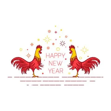 Red rooster card template Stock Illustration
