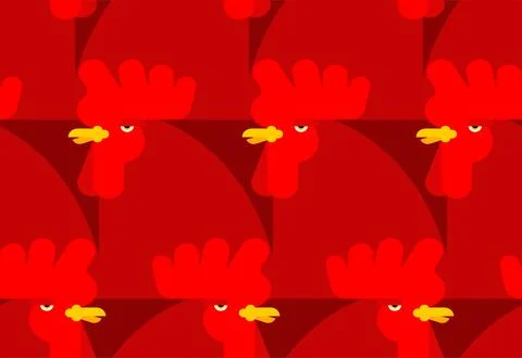 Red rooster pattern seamless. Red cock background. Ornament of kids fabric Illustrazione stock