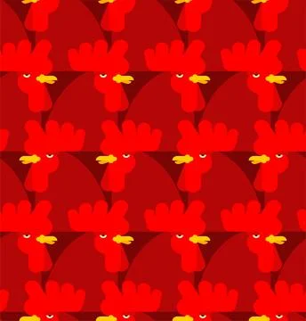 Red rooster pattern seamless. Red cock background. Ornament of kids fabric Stock Illustration