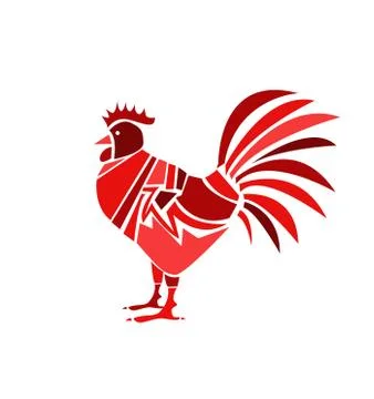 Red rooster on white background Stock Illustration