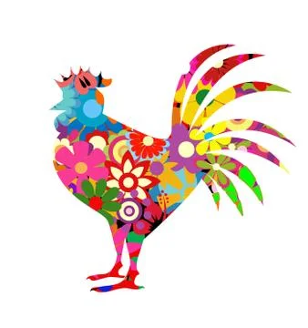 Red rooster on white background Stock Illustration