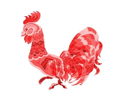 Red rooster on white background Stock Illustration