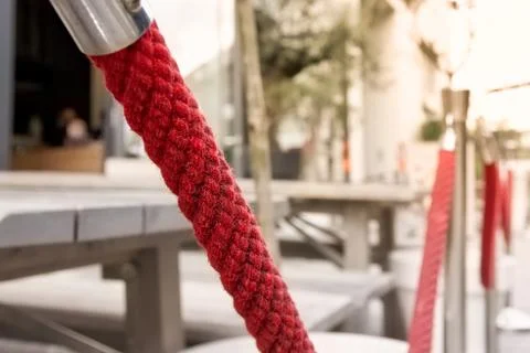 Red Rope Closeup Texture Exclusive Elegant Entrance Outdoors Foto stock
