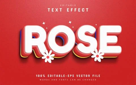 Red rose 3d text effect editable Stock Illustration