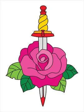 Red rose and dagger Stock Illustration