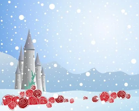 Red rose and snow Stock Illustration