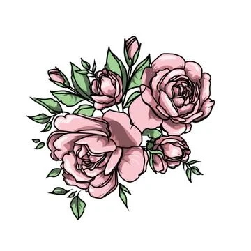 Red rose cartoon style, vector art and illustration. Stock Illustration