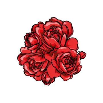 Red rose cartoon vector for design, web, poster. Botanical garden illustration Stock Illustration