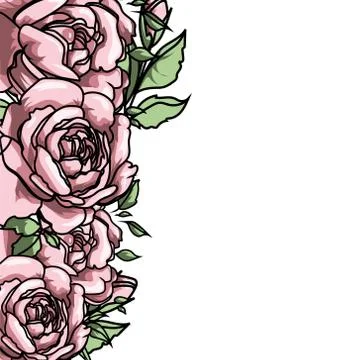 Red rose cartoon vector for design, web, poster. Botanical garden illustration Stock Illustration
