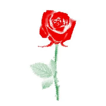 Red Rose with dots, vector Stock Illustration