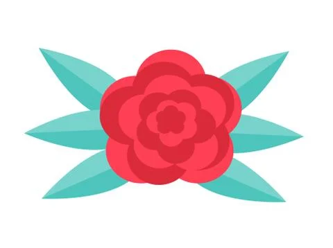 Red rose, flat design. Isolated on white background. Vector illustration, c.. Stock Illustration