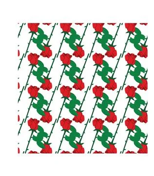 Red rose in flat style. Simple seamless pattern. Stock Illustration