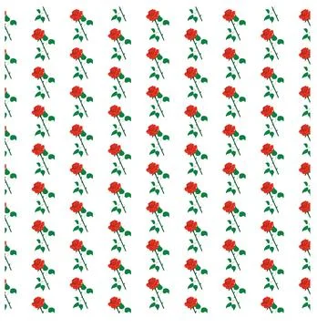 Red rose in flat style. Simple seamless pattern. Stock Illustration