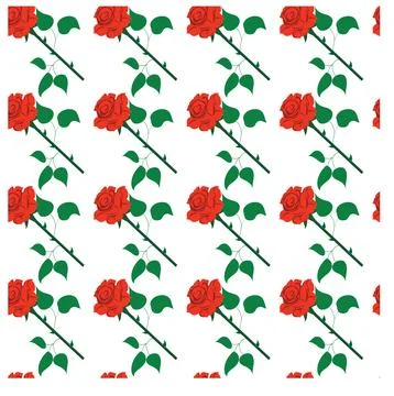 Red rose in flat style. Simple seamless pattern. Stock Illustration
