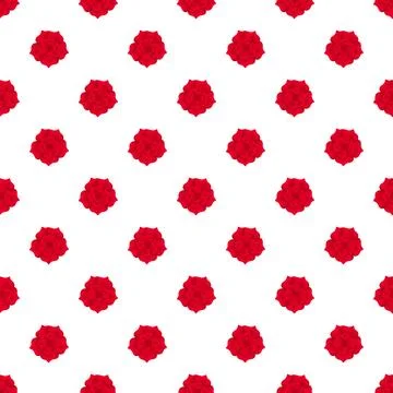 Red rose floral pattern repeating on white background Stock Illustration