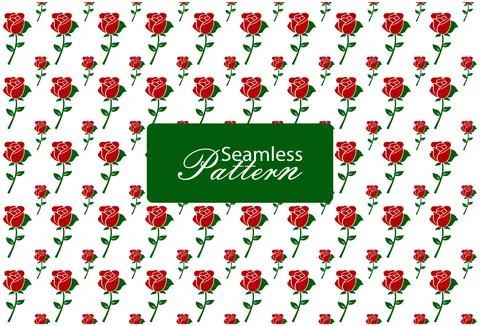Red Rose Floral Seamless Pattern Background with White Backdrop for Fabric,.. Stock Illustration
