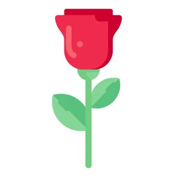 Red rose flower in a flat design style, representing love, romance, beauty Stock Illustration