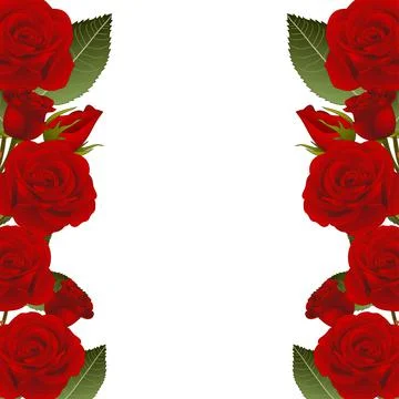 Red Rose Flower Frame Border Stock Illustration